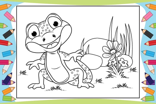 Coloring Newt Cartoon For Kids vector