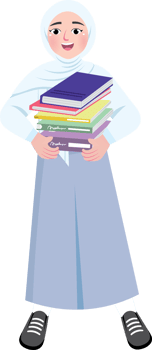 Muslim Schoolgirl Walking While Holding School Books png