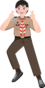 Scout Biy with Saranghaeyo Gesture png