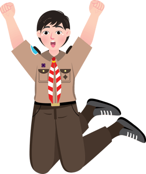 Scout Boy Jumping Energetically During Activity png