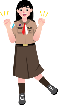 Motivated Scout Girl Showing Enthusiasm for Learning png