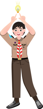 Scout Boy Getting a Bright Idea in Classroom png