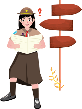 Senior Scout Girl Carefully Reading a Map png