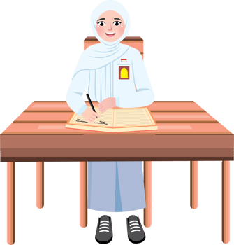 Senior High School Student Girl in Hijab, Waving png