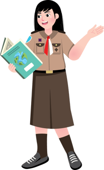 Confident Scout Girl Explaining a Lesson to Classmates png