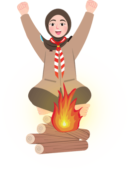 Scout Girl with Campfire png