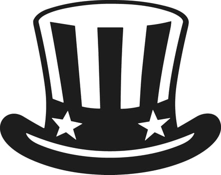 Patriotic Uncle Sam Hat Silhouette with Stars and Stripes - USA Independence Day vector