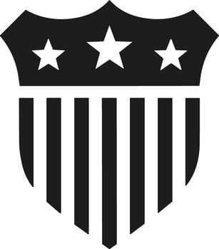 American Patriotic Shield Silhouette - Stars and Stripes Emblem for Independence Day vector
