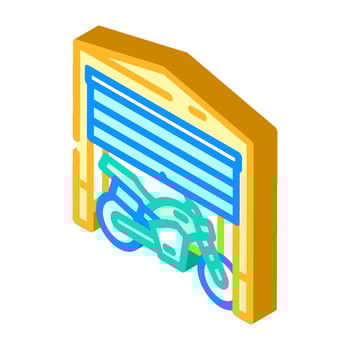 motorcycle garage isometric icon illustration vector