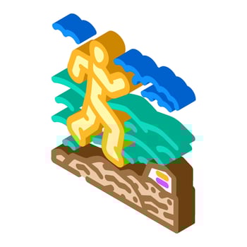 mountain trail running outdoor fitness isometric icon illustration vector