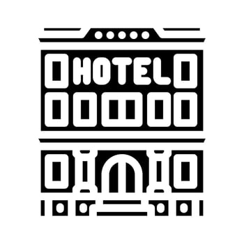 hotel building hospitality hotel glyph icon illustration vector