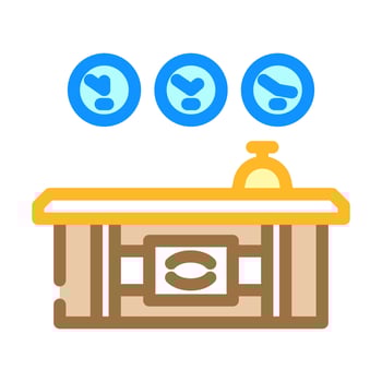 reception desk hospitality hotel color icon illustration vector