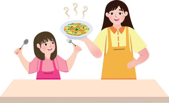 Homemade Soup with Mom and Daughter Teamwork png