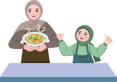 Family Cooking in the Kitchen During Ramadan png