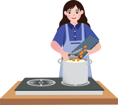 Family Cooking Routine by a Housewife png