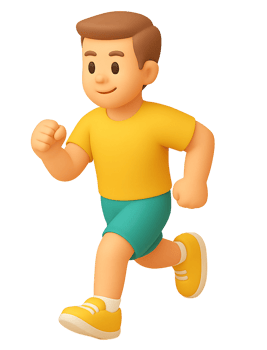 A cartoon boy running in yellow shirt and green shorts png