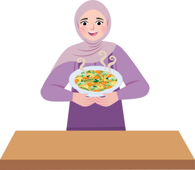 Mom in Kitchen Making Sahur for Family png