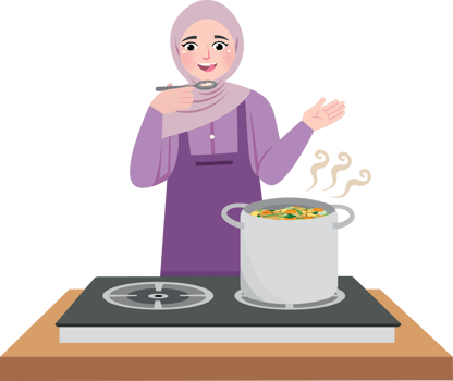 Muslim Woman Preparing Food Before Sunrise png
