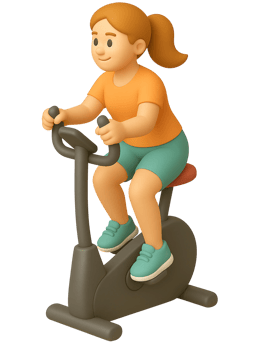 A girl riding an exercise bike png