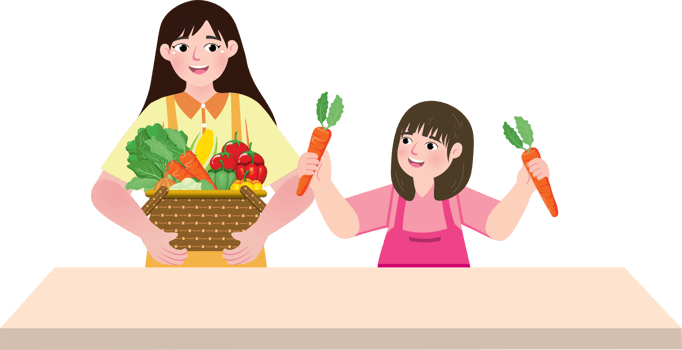 Child and Mom Preparing a Meal Together png
