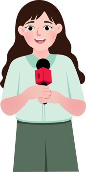 Woman Correspondent Delivering Live Report png