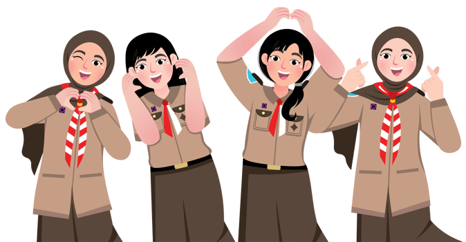 Scout Student Group Posing with Korean Finger Heart Gesture png