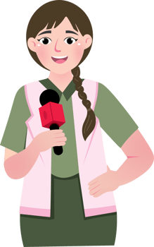 Girl Reporter Speaking in Front of Camera png