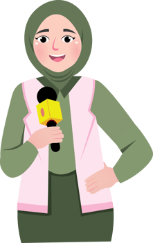 Young Woman Journalist Holding Microphone png