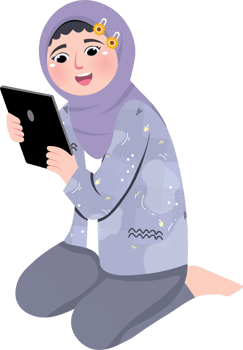 Kid Learning and Playing on a Gadget png