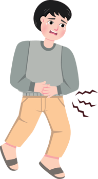 Kid Holding Stomach Feeling Unwell at Home png