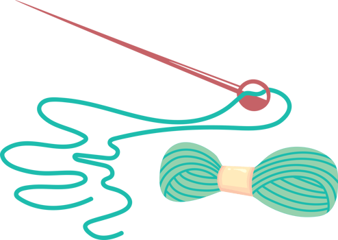 Craft Supplies with Colorful Crochet Yarn png