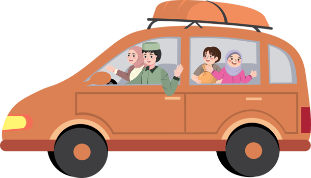 Muslim Family Traveling Home for Eid Celebration png
