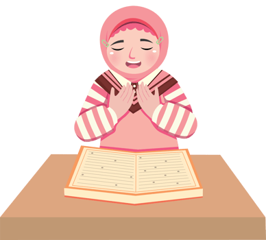 Muslim Girl Praying Before Studying During Ramadan png