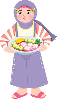 Cute Islamic Kid Making Sweet Iced Dessert for Breaking Fast png