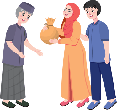 Couple Giving Zakat to Elderly Man in Ramadan png