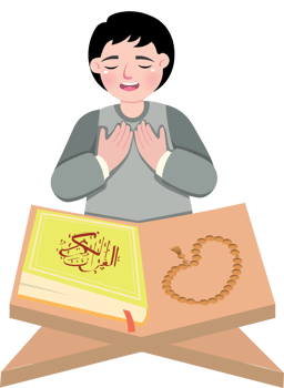 Muslim Boy Reading Quran During Ramadan png