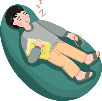 Child sleeping with prayer clothes during the holy month of Ramadan png