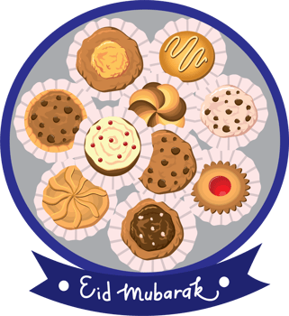 Variety of Eid Cookies and Sweets for Ied Mubarak Celebration png