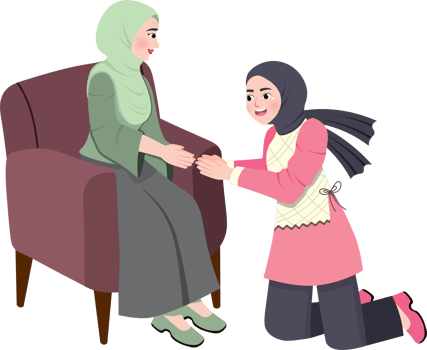 Character Illustration of Sungkeman Ritual on Eid Celebration png