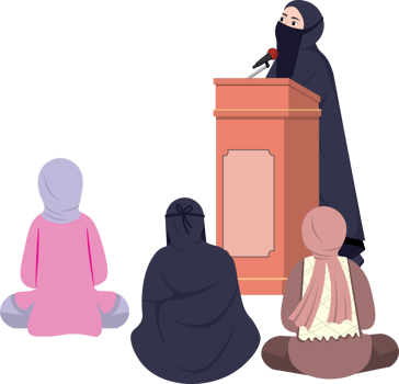 Muslim Woman Giving Lecture in Mosque During Holy Month of Ramadan png