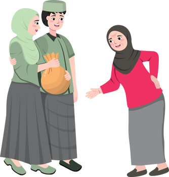 Eid al-Fitr Moment of Giving Zakat to the Poor by Islamic Family png