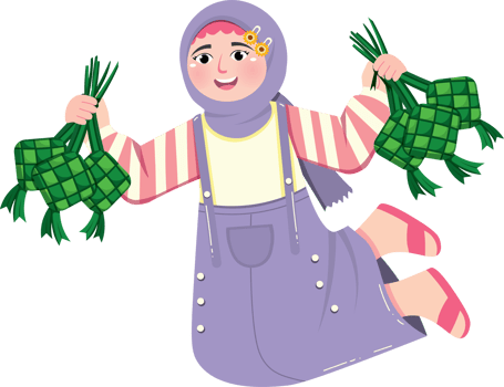 Smiling Child Celebrating Eid with Traditional Ketupat in Hand png