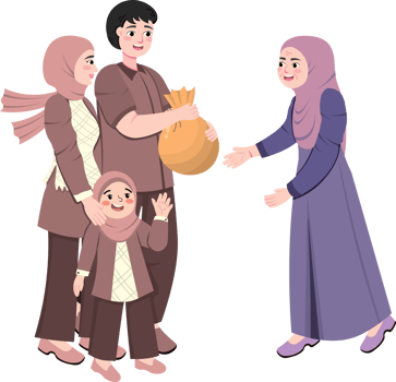 Family Giving Zakat Charity in Spirit of Eid al Fitr Celebration png