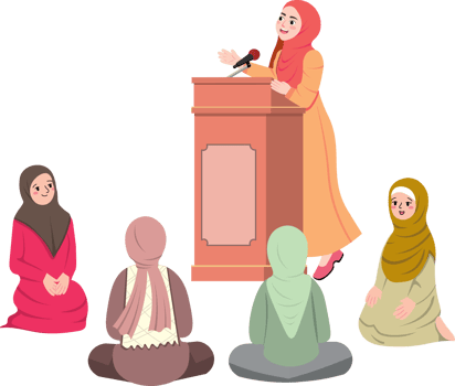 Female Scholar Teaching Quran to Congregation in Mosque png
