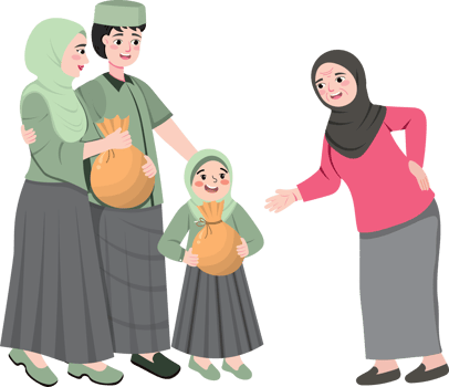 Kindness and Charity During Eid, Family Giving Zakat to the Poor png