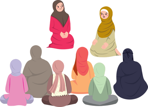 Female Islamic Preacher Teaching in Mosque During Ramadan png