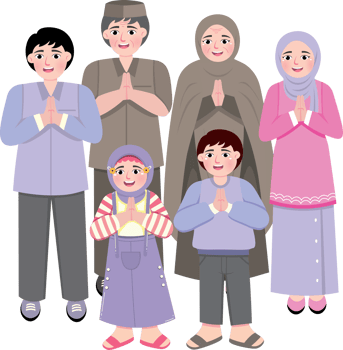 Happy Muslim Family Celebrating Eid al-Fitr Together at Home png