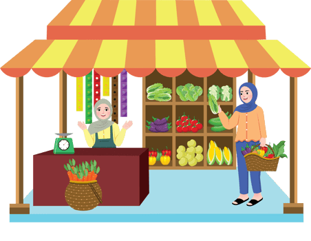 Farmer Selling Fresh Vegetables with People. Mother Monthly Lifestyle. png