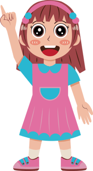 Cartoon Illustration of a Girl Pointing Upward png