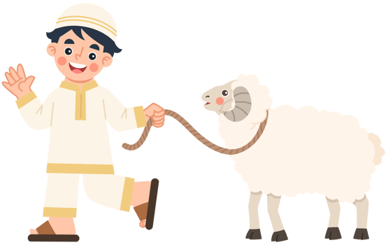 Illustration of a boy herding sheep png